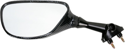 Emgo 20-29634 Mirror - Side View - Black/CF - Trapezoid - Left - for Kawasaki