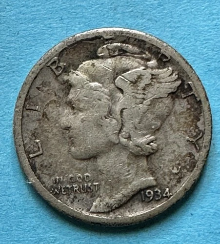 1934 Mercury Dime. 90% Silver VF Condition. Charity Auction/Animal Rescue.