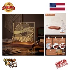 Acrylic Record Player Stand, Now Playing Wooden Vinyl Records Stand, Light up Cd