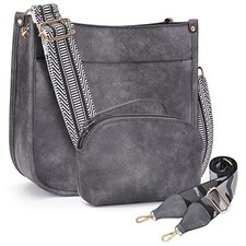  Crossbody Bag Purse for Women 2PCS/Set Leather Hobo Handbag Wallet Set A2grey