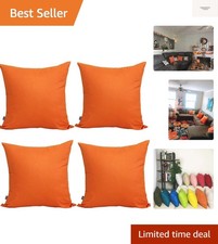 4-Pack 100 Cotton Comfortable Solid Decorative Throw Pillow Case Square Cush...