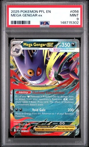 2025 POKEMON PFL EN-PHANTASMAL FLAMES #056 MEGA GENGAR EX PSA 9