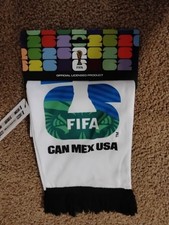 NWT. FIFA WORLD CUP FIFa World Cup 2026 Scarf WHITE Scarf / Black Fringe