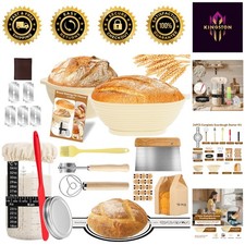 34oz Glass Sourdough Starter Kit: Non-Stick Silicone Baskets Essential Tools