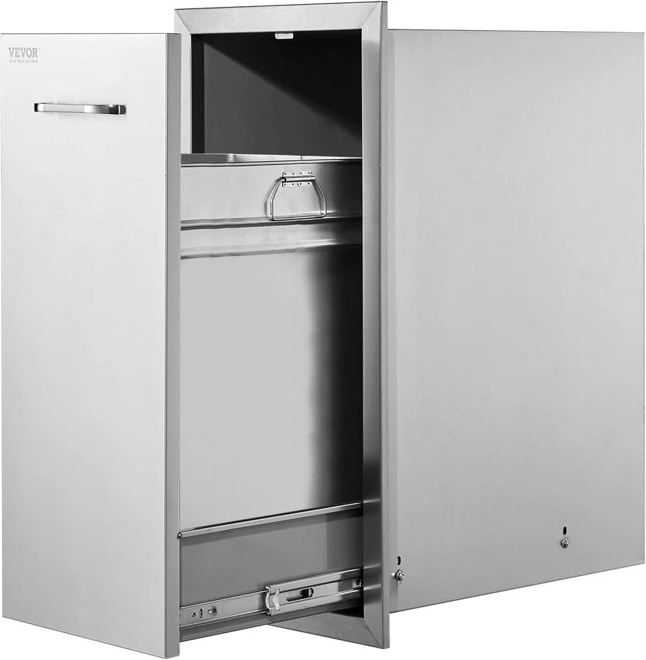 Cubo de basura de cocina exterior de 13,4" W - Acero inoxidable duradero con rieles silenciosos Foto 2 de 4