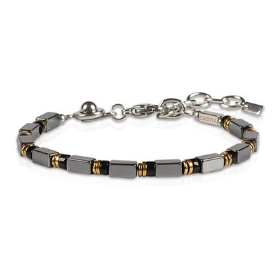 GritChain Handmade Hematite & Obsidian Mens Bracelet   Adjustable chakra mens...