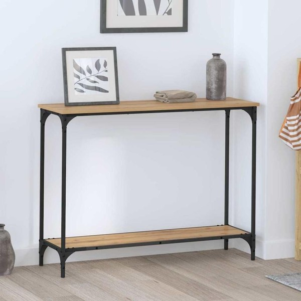 Konsolentisch Mit Regal Eiche Handwerklich 101 X 30.5 X 75 Cm-image