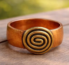 Solid Pure Copper Minimalist Healing Ring, Handmade, Unisex Oxidized Band Spiral