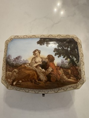Lenwile China~Ardalt Japan~Hand Painted Trinket Dresser Box~Francois Boucher Art