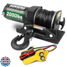 Zostera 2000lb ATV Winch Electric 12V,with Synthetic Rope, RV Waterproof Towi