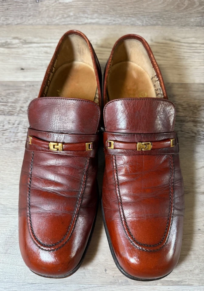 VTG 70's Florsheim Designer Collection Men 10 B Disco Brown Shoes Slip On Loafer - Image 4 of 4