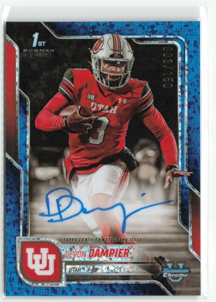 2025 Bowman Chrome University Devon Dampier #BCA-DDA Blue Mini Diamond Auto /150