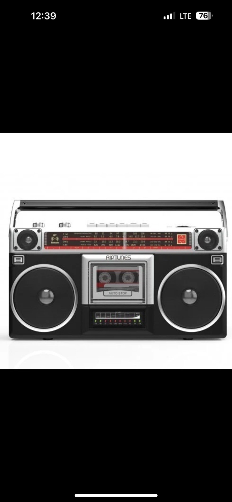 RIPTUNES Retro Radio Cassette Stereo Boombox AM/FM SW1/SW2 Bluetooth USB microSD