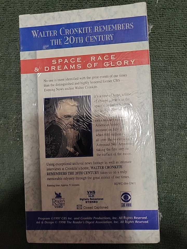 Walter Cronkite Remembers The 20th Century: Space, Race Dreams of Glory VHS NEW - Image 2 of 2