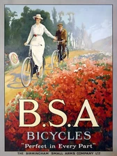 16223.Wall Decor Poster.Interior Art.BSA Bicycles Romantic Cycling Ad Couple
