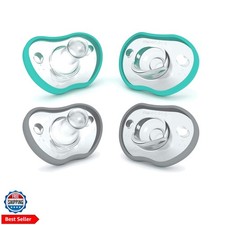 Nanobebe Baby Pacifiers 0-3 - Orthodontic, Curves Comfortably with Face Cont...