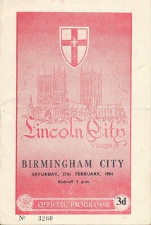 Lincoln City v Birmingham City 1953/1954 Football Programme