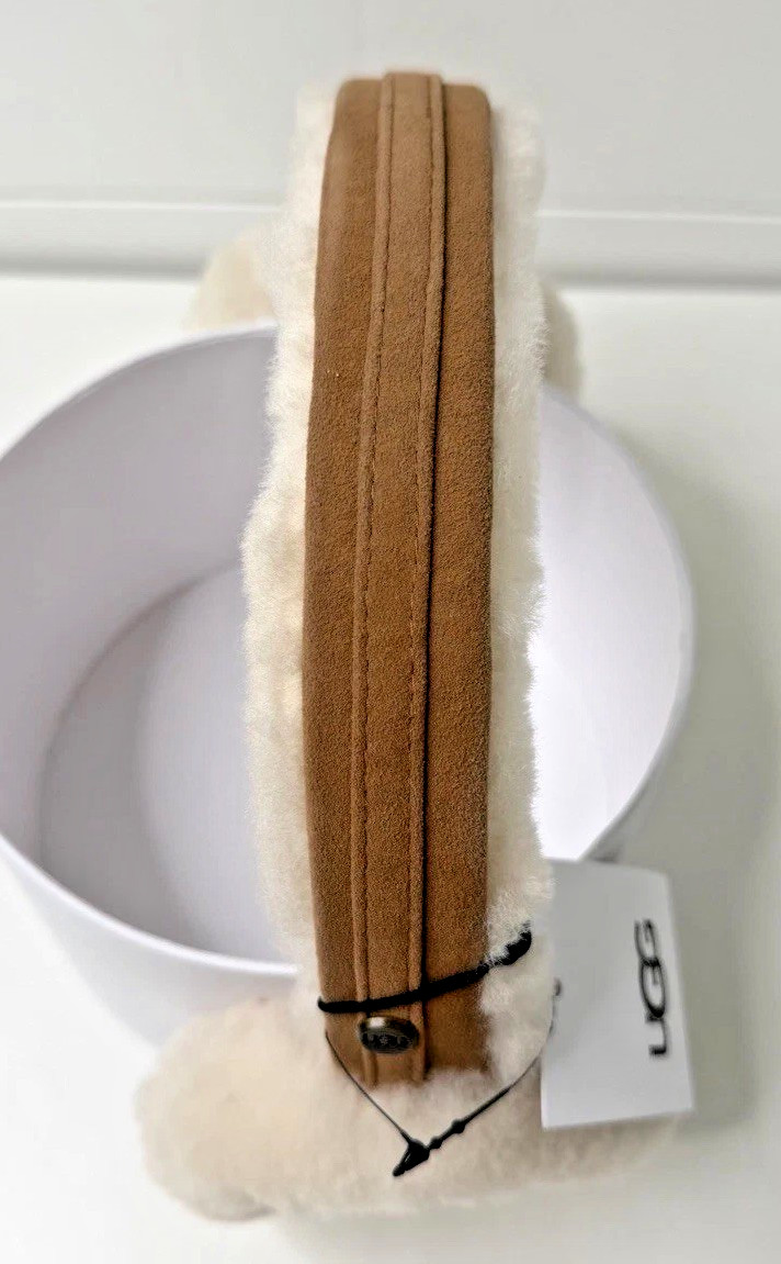 UGG Australia Camel Shearling Sherpa Ear Muffs Adjustable Winter NWT image 4
