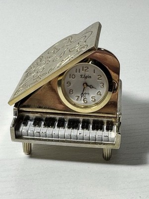 Miniature Grand piano W/ Elgin Quartz Clock