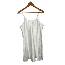 Oscar De La Renta Womens Chemise Slip Dress Nightgown Medium White Bow Romantic