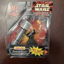 Product Image: 1998 Hasbro Star Wars Episode 1 Deluxe Darth Maul & Lightsaber 3.75" Figure New