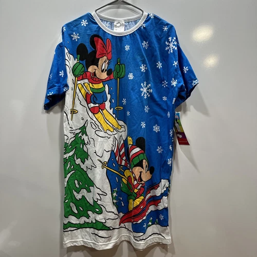 Vtg Mickey Unlimited Radcliffe Lingerie Sleep Shirt 80’s OS Blue All Over Print - Picture 1 of 18