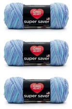 Red Heart Super Saver Yarn, 3 Pack, Ocean 3 Count 3 pack,