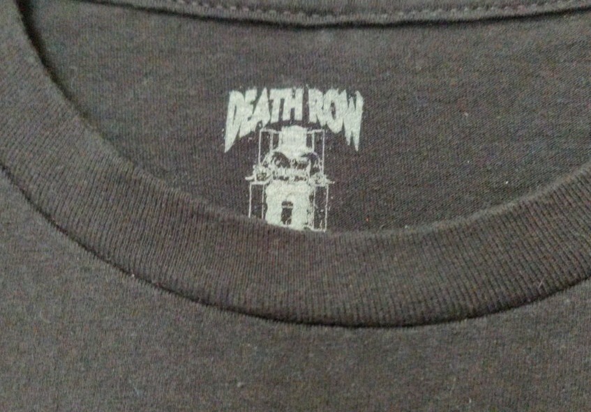 FILA T shirt DEATH ROW Records hip hop musica rap fiamme di fuoco nera med 38" vestibilità piccola