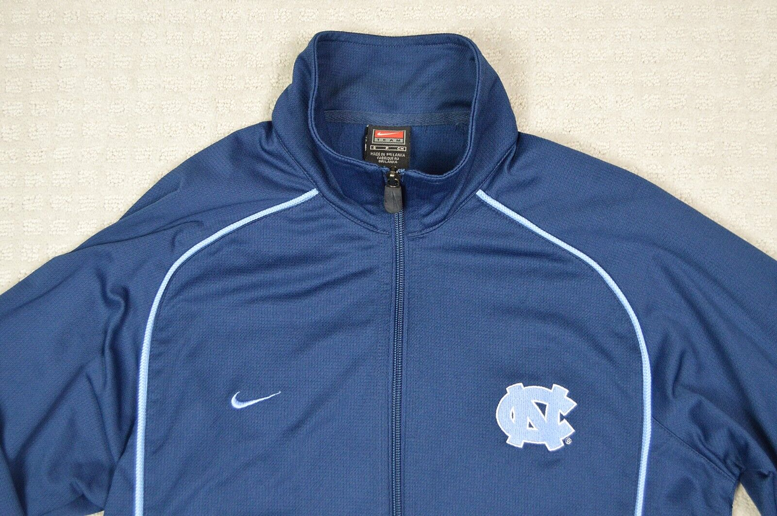 SACAI X NIKE UNC North Carolina Tar Heels Nike Giacca Uomo Small Blu Full Zip Athletic Swoosh