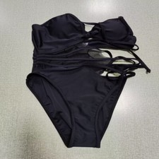 Gothic Cobweb Cutout Black Halter Neck One-Piece Swimsuit