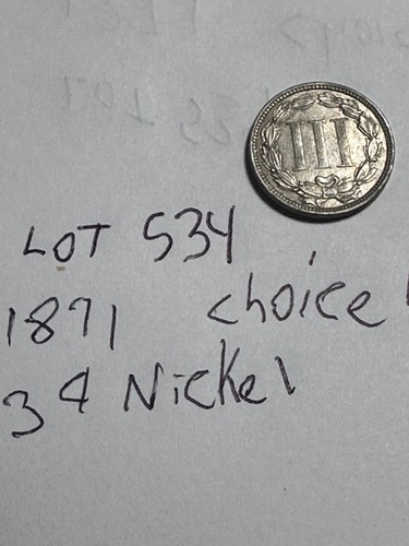 1871 3 Cent Nickel Choice BU Lot #534 - Picture 2 of 4
