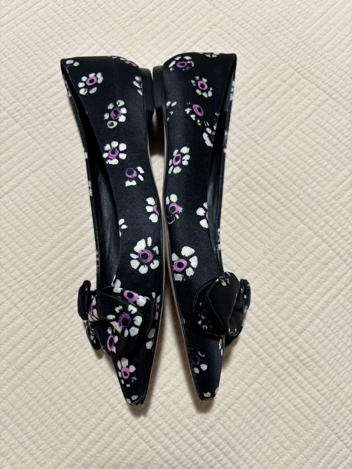 Sapatilhas Tory Burch Rosalind preto estampa floral cetim balé tamanho 5.5 - Imagem 4 de 4