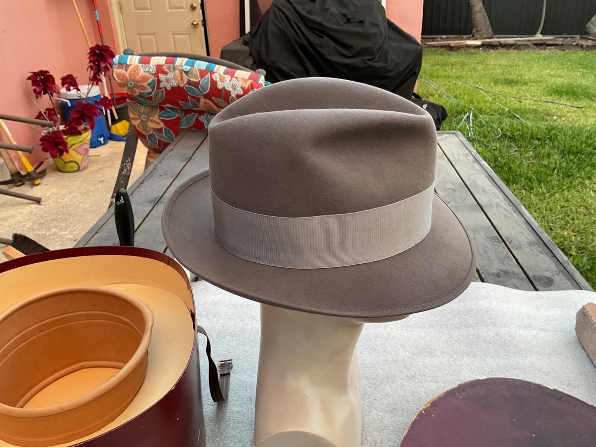 Vintage OUTSTANDING 40S Borsalino Gray Beaver Fedora Sz 7-1