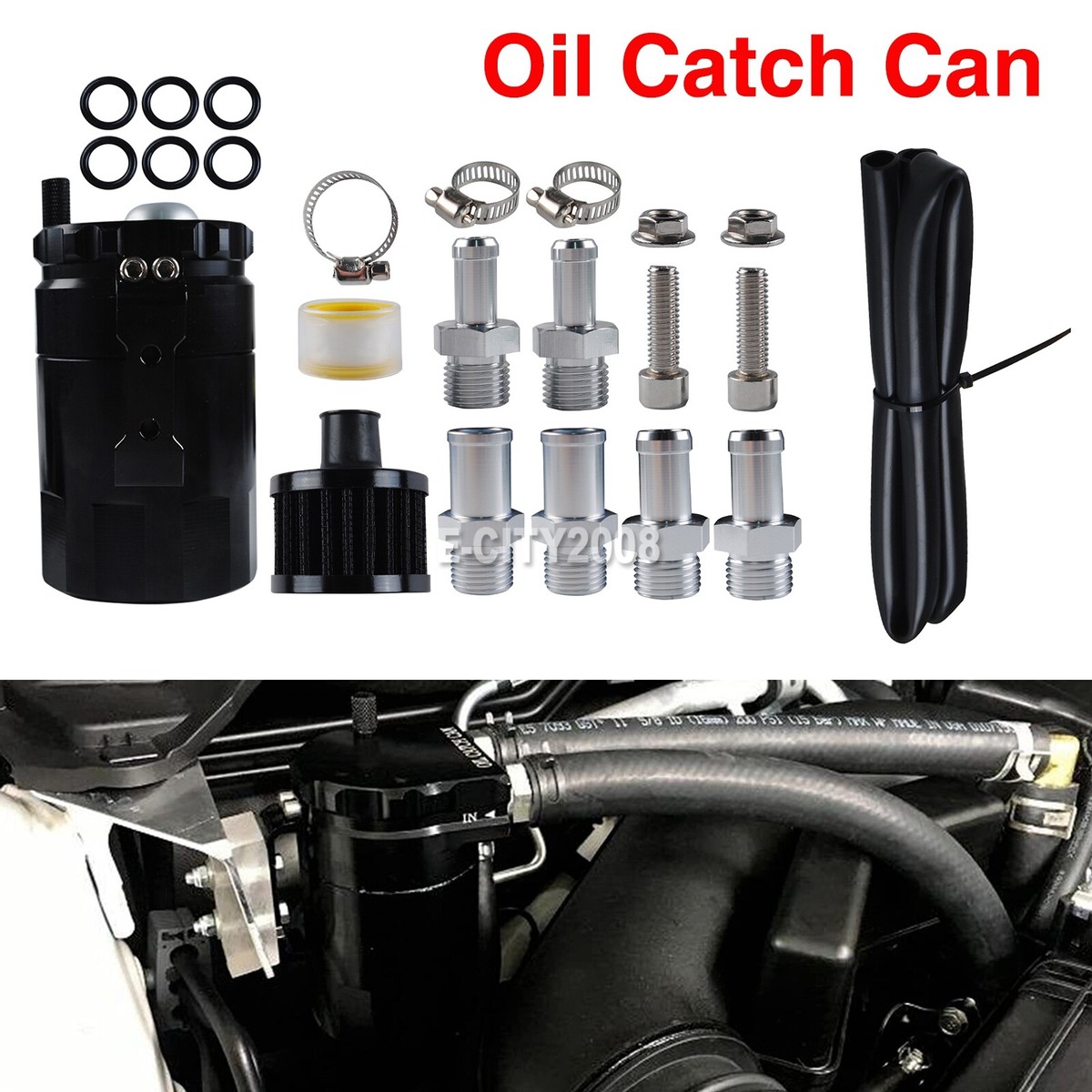 Universal Oil Catch Can Tank Kit Polish Baffled Reservoir