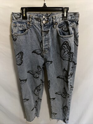 Pacsun Distressed Hem Jeans Womens Size 28x27 Blue Butterfly