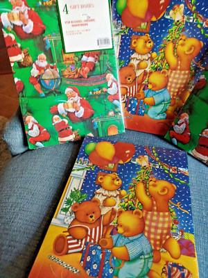 Vintage 1980's Decorative  Christmas  Gift Boxes Each Pkg contains 4 boxes