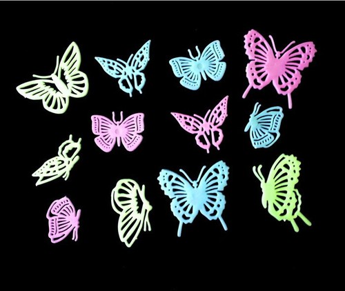 New 12 Piece Butterfly  Luminous Plastic Wall Sticker Mural Decal Decor stickers