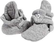 NEW Burt's Bees Baby Adjustable Booties Gray Quilted Matelassee 0-3 Months Nborn