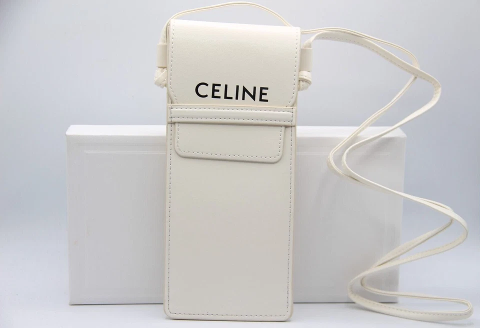 NUEVO CELINE CORREA DE CUERO BLANCO HOMBRO SUAVE GAFAS GAFAS GAFAS DE SOL ESTUCHE CAJA Foto 2 de 4