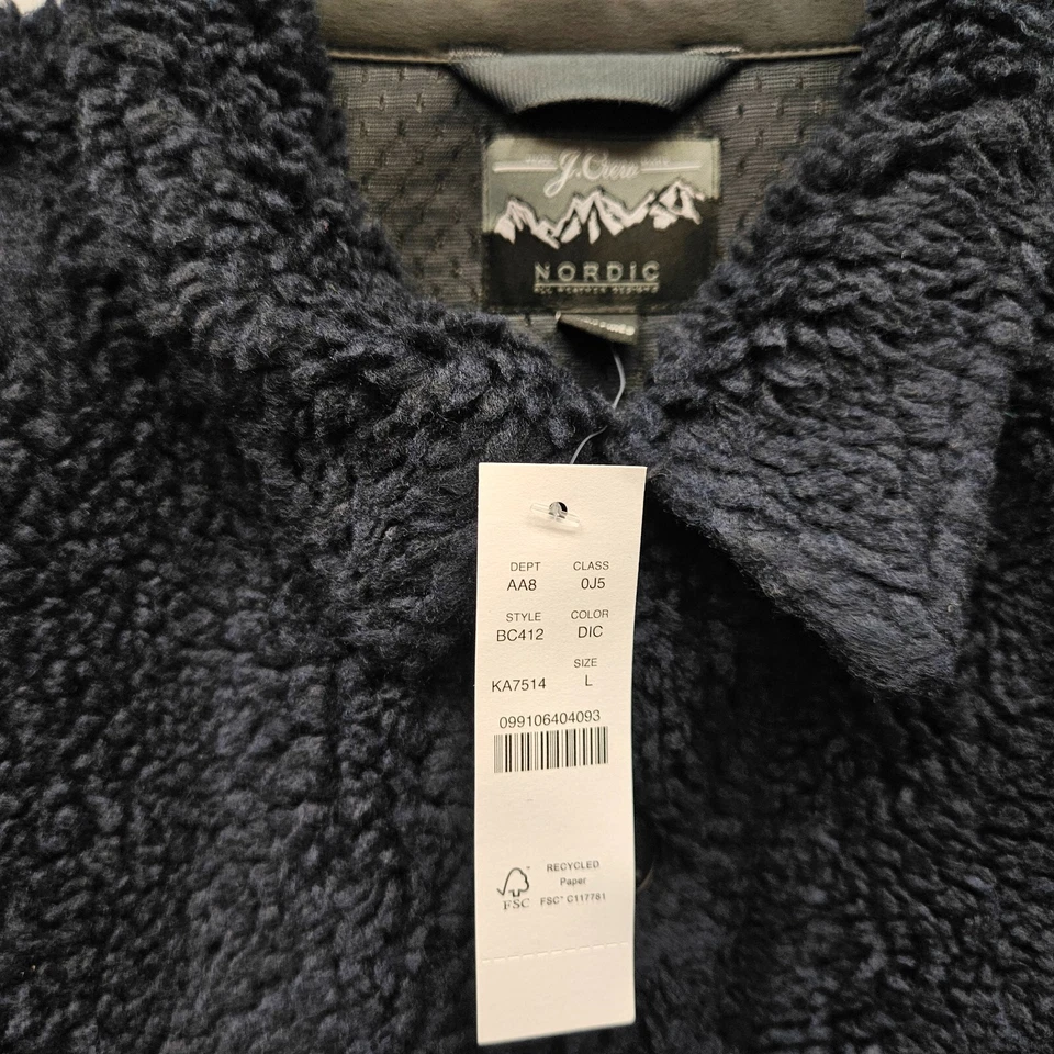 NWT Men's J. Crew Nordic Sherpa Fleece Shirt Jacket / Navy Blue / Multiple Sizes - Image 4 of 4