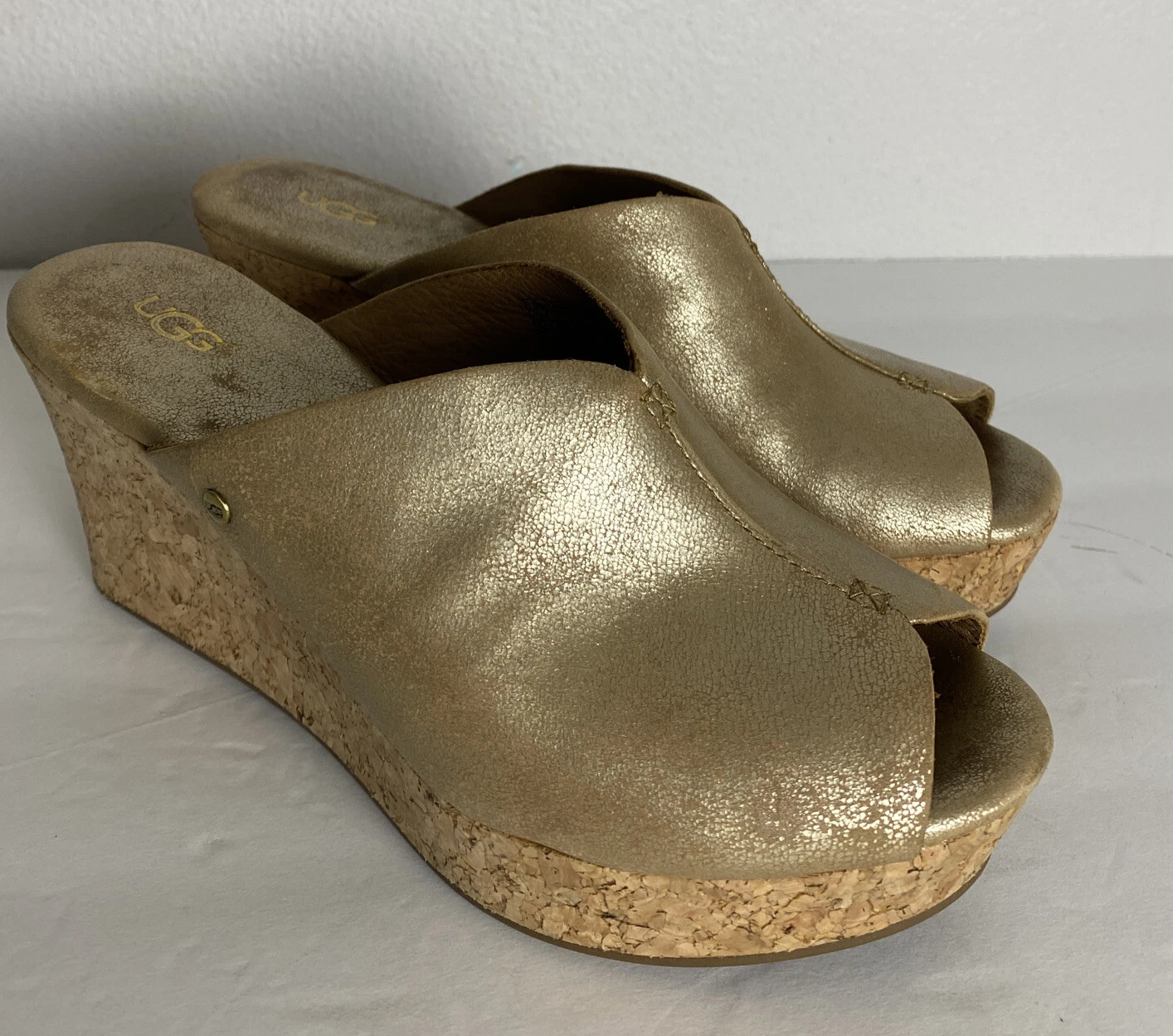 Sandali donna UGG in pelle con zeppa in sughero marrone misura 5 5