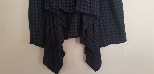Wall Flower Blue Black Checkered Asymmetrical Hem Drape Open Front Vest Size XL - Picture 5 of 9