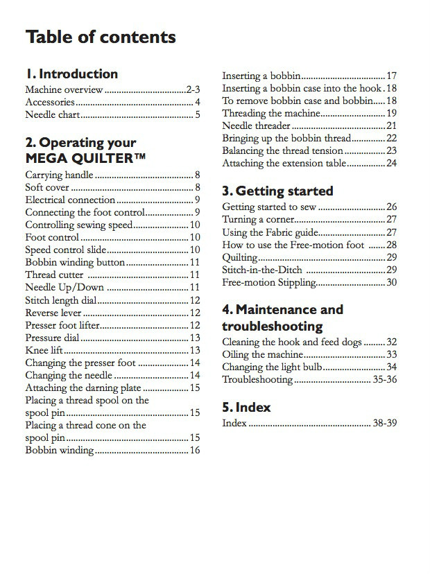 Husqvarna VIKING Mega Quilter INSTRUCTION Book /USER'S OPERATING MANUAL
