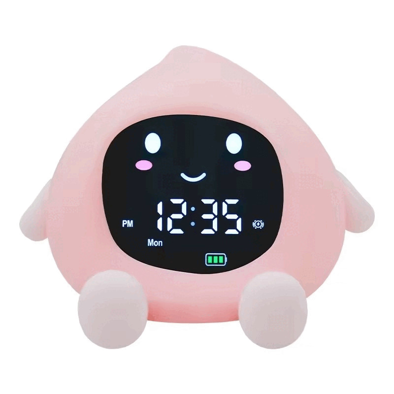 Kids Digital Alarm Clock, Cute Design with Soothing Sounds, Wake Up Light,