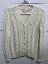 Vintage 1970  s Sears Sportswear Mens Knit Cardigan White Button Up Sweater Large