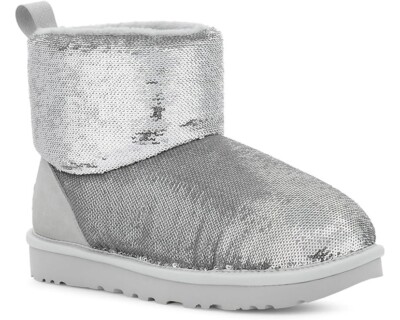 UGG Women's Classic Mini Mirror Ball Bootie - Silver - Shearling