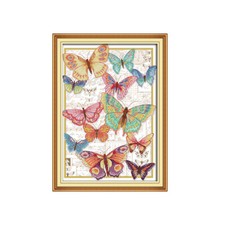 HL003 Butterflies Fly Cross Stitch Kits Stamped Embroidery Colorful DIY 11CT