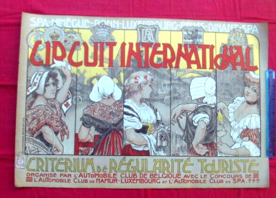 Vintage poster international circuit SPA ...REIMS...SPA 1906 signed GAUDY