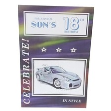 SON - 18th Birthday Sentimental Verse Age 18 Quality New  Sport Car Greeting Car