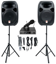 Audio Technica Atw-3212/c710ee1 Wireless Handheld Mic+powered Pa Speakers